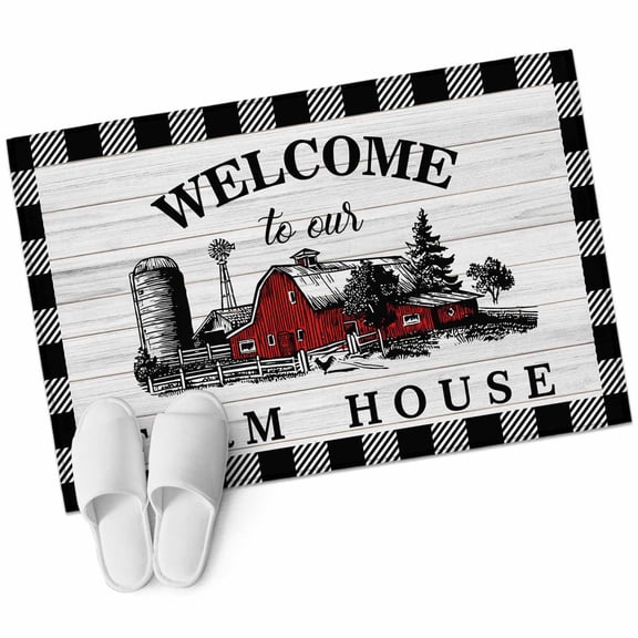 Entryway Rug 2'x3' Farmhouse Cabin Small Area Rug Non-Slip Front Door Mat Washable Floor Carpet for Indoor Entrance Kitchen Bathroom