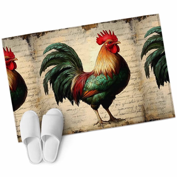 Entryway Rug 2'x3' Farmhouse Rooster Small Area Rug Non-Slip Front Door Mat Washable Floor Carpet for Indoor Entrance Kitchen Bathroom