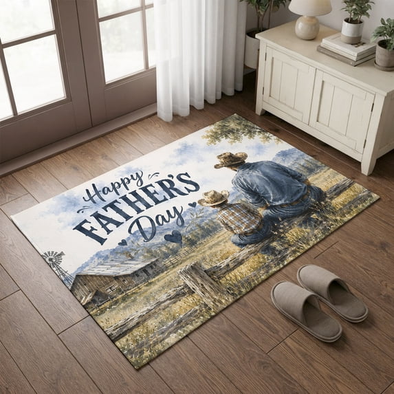 Entryway Rug 2'x3', Father's Day Kitchen Runner Rugs Non-Slip Carpet Mats, Farmhouse Country Forest Mountains Bedside Rugs Runners Washable Floor Carpet for Bathroom Laundry Room