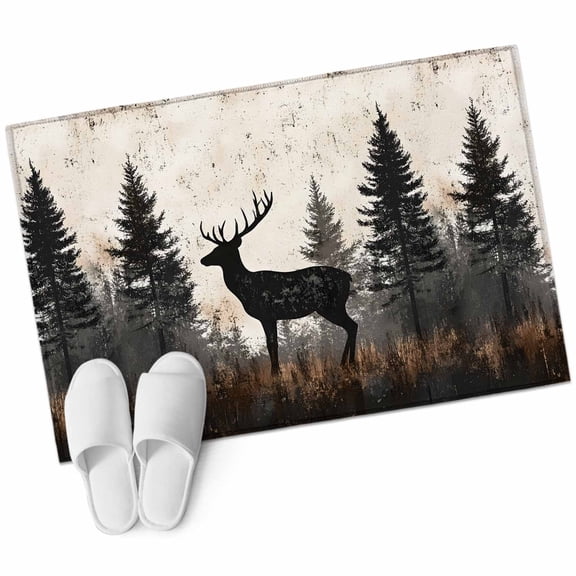 Entryway Rug 2'x3' Forest Elk Small Area Rug Non-Slip Front Door Mat Washable Floor Carpet for Indoor Entrance Kitchen Bathroom