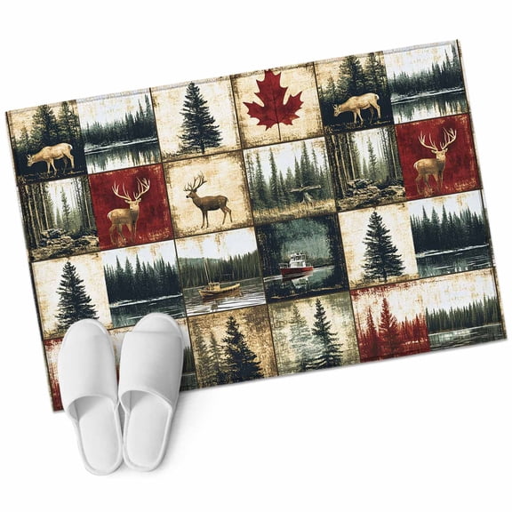 Entryway Rug 2'x3' Forest Elk Small Area Rug Non-Slip Front Door Mat Washable Floor Carpet for Indoor Entrance Kitchen Bathroom