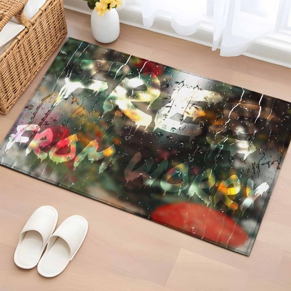 Entryway Rug 2'x3', Funny Small Rug for Kitchen Bathroom Door Mat Indoor Entrance, Modern Abstract Glass Chic Rains Non-Slip Area Rugs Floor Mats Carpet Front Door Rugs