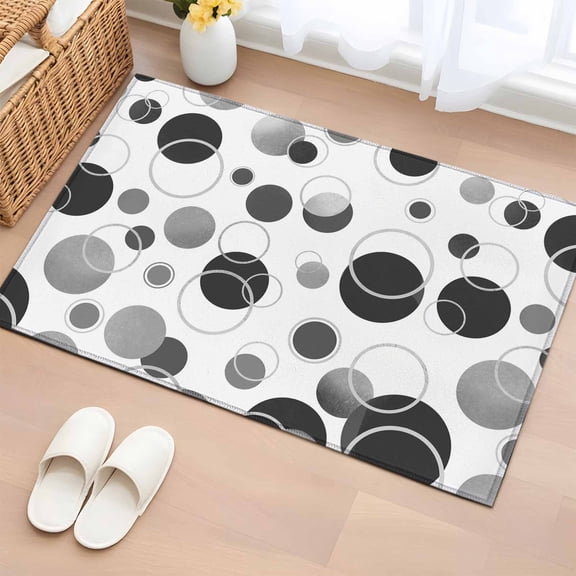 Entryway Rug 2'x3', Grey Black Polka Dots Small Rug for Kitchen Bathroom Door Mat Indoor Entrance, Modern Abstract Art Non-Slip Area Rugs Floor Mats Carpet Front Door Rugs