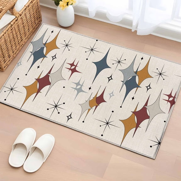 Entryway Rug 2'x3', Grey Yellow Diamond Small Rug for Kitchen Bathroom Door Mat Indoor Entrance, Modern Geometric Middle Century Beige Non-Slip Area Rugs Floor Mats Carpet Front Door Rugs