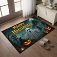 thumbnail image 1 of Entryway Rug 2'x3', Happy Halloween Kitchen Runner Rugs Non-Slip Carpet Mats, Spooky Ghost Pumpkins Castle Graveyard Bedside Rugs Runners Washable Floor Carpet for Bathroom Laundry Room, 1 of 8