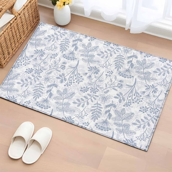 Entryway Rug 2'x3', Light Blue Dandelion Small Rug for Kitchen Bathroom Door Mat Indoor Entrance, Spring Flowers Modern Minimalist Non-Slip Area Rugs Floor Mats Carpet Front Door Rugs