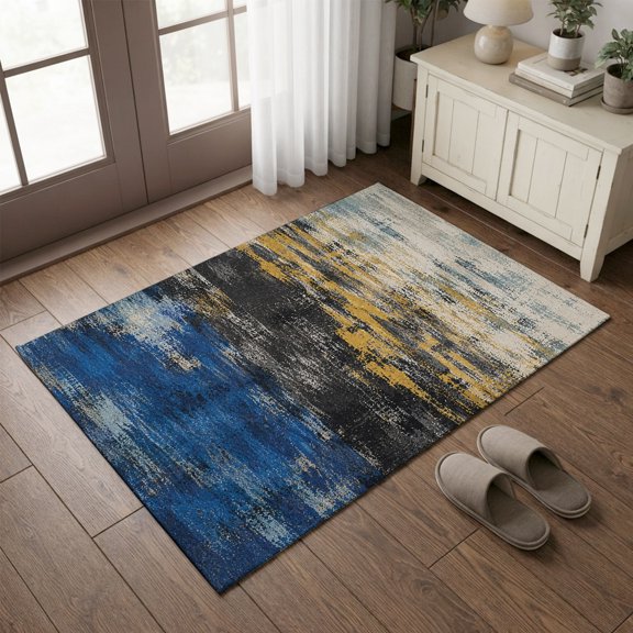 Entryway Rug 2'x3', Modern Splash Kitchen Runner Rugs Non-Slip Carpet Mats, Absorbent Vintage Oil Painting Gradient Bedside Rugs Runners Washable Floor Carpet for Bathroom Laundry Room