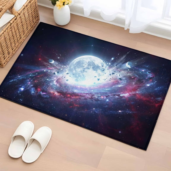 Entryway Rug 2'x3', Moon Explosion Small Rug for Kitchen Bathroom Door Mat Indoor Entrance, Modern Abstract Art Galaxy Universe Non-Slip Area Rugs Floor Mats Carpet Front Door Rugs