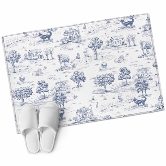 Entryway Rug 2'x3' Navy Blue Country Small Area Rug Non-Slip Front Door Mat Washable Floor Carpet for Indoor Entrance Kitchen Bathroom