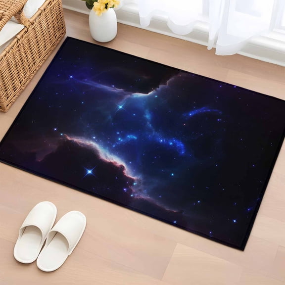 Entryway Rug 2'x3', Navy Blue Sky Small Rug for Kitchen Bathroom Door Mat Indoor Entrance, Modern Art Stars Non-Slip Area Rugs Floor Mats Carpet Front Door Rugs