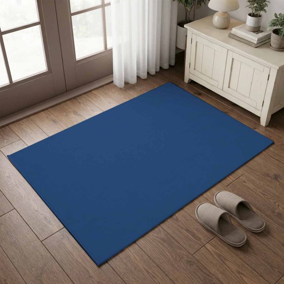 Entryway Rug 2'x3', Navy Blue Small Rug for Kitchen Bathroom Door Mat Indoor Entrance, Modern Rustic Deep Blue Solid Cover Non-Slip Area Rugs Floor Mats Carpet Front Door Rugs