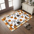thumbnail image 1 of Entryway Rug 2'x3', Orange Pumpkins Halloween Kitchen Runner Rugs Non-Slip Carpet Mats, Black Castle Orange Plaid Bedside Rugs Runners Washable Floor Carpet for Bathroom Laundry Room, 1 of 8