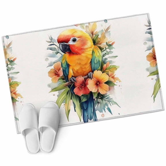 Entryway Rug 2'x3' Parrot Floral Small Area Rug Non-Slip Front Door Mat Washable Floor Carpet for Indoor Entrance Kitchen Bathroom