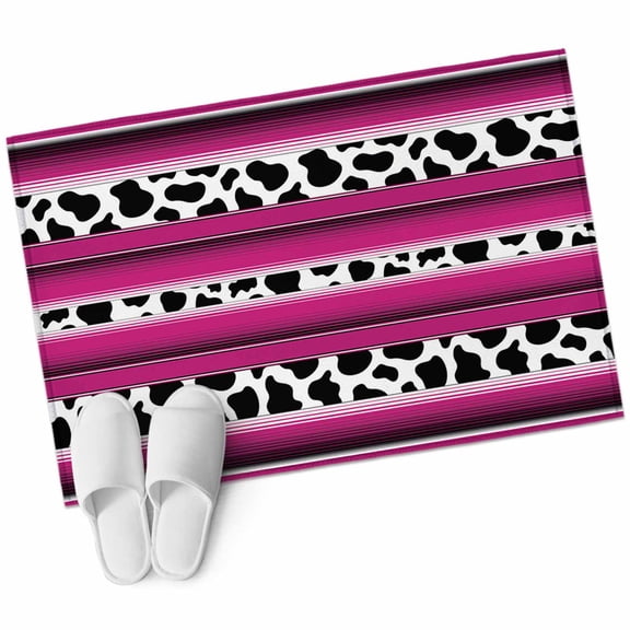 Entryway Rug 2'x3' Pink Plaid Leopard Print Small Area Rug Non-Slip Front Door Mat Washable Floor Carpet for Indoor Entrance Kitchen Bathroom