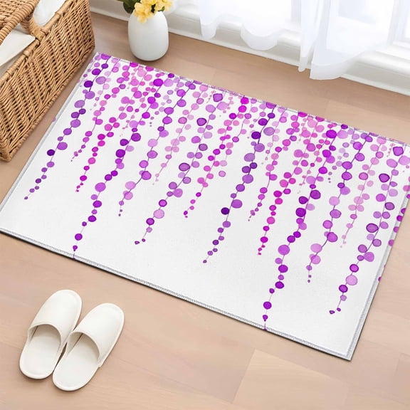 Entryway Rug 2'x3', Purple Polka Dots Small Rug for Kitchen Bathroom Door Mat Indoor Entrance, Vintage Abstract Art Watercolor Non-Slip Area Rugs Floor Mats Carpet Front Door Rugs