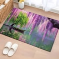 thumbnail image 1 of Entryway Rug 2'x3', Purple Vine Flowers Small Rug for Kitchen Bathroom Door Mat Indoor Entrance, Spring Tree Lake Boat Retro Oil Painting Non-Slip Area Rugs Floor Mats Carpet Front Door Rugs, 1 of 8