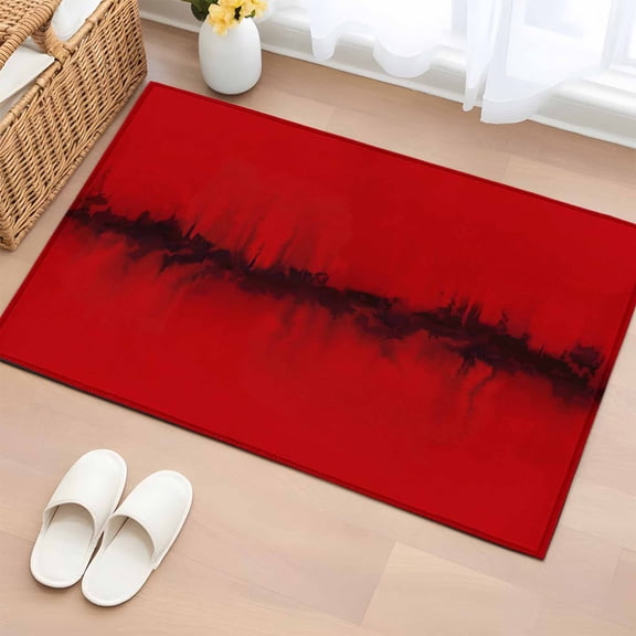Entryway Rug 2'x3', Red Black Ombre Small Rug for Kitchen Bathroom Door Mat Indoor Entrance, Modern Abstract Art Non-Slip Area Rugs Floor Mats Carpet Front Door Rugs
