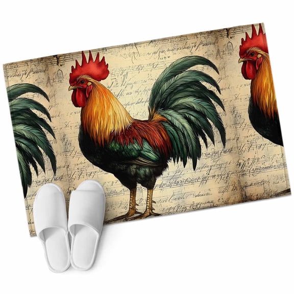 Entryway Rug 2'x3' Rooster Small Area Rug Non-Slip Front Door Mat Washable Floor Carpet for Indoor Entrance Kitchen Bathroom