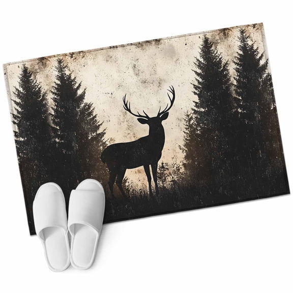 Entryway Rug 2'x3' Rustic Forest Deer Small Area Rug Non-Slip Front Door Mat Washable Floor Carpet for Indoor Entrance Kitchen Bathroom