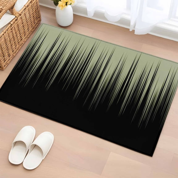 Entryway Rug 2'x3', Sage Green Black Ombre Small Rug for Kitchen Bathroom Door Mat Indoor Entrance, Modern Abstract Striped Gradient Non-Slip Area Rugs Floor Mats Carpet Front Door Rugs