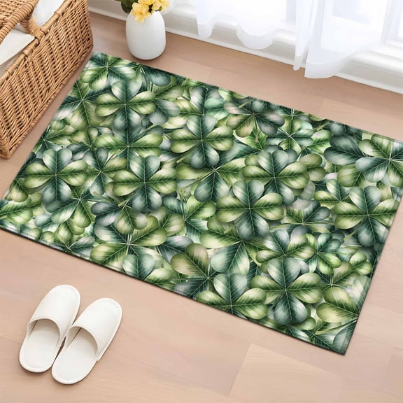 Entryway Rug 2'x3', St. Patrick's Day Small Rug for Kitchen Bathroom Door Mat Indoor Entrance, Green Lucky Clovers Ombre Non-Slip Area Rugs Floor Mats Carpet Front Door Rugs