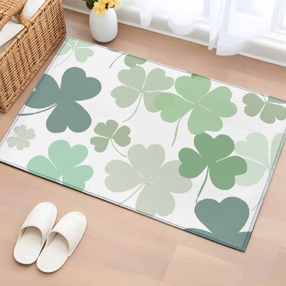 Entryway Rug 2'x3', St. Patrick's Day Small Rug for Kitchen Bathroom Door Mat Indoor Entrance, Green Ombre Lucky Clovers Non-Slip Area Rugs Floor Mats Carpet Front Door Rugs