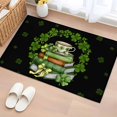 thumbnail image 1 of Entryway Rug 2'x3', St Patrick's Day Small Rug for Kitchen Bathroom Door Mat Indoor Entrance, Shamrock Leaf Coffee Cups Books Dark Green Non-Slip Area Rugs Floor Mats Carpet Front Door Rugs, 1 of 8