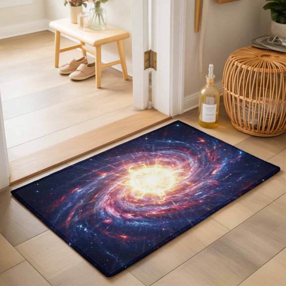 Entryway Rug 2'x3', Sun Explosion Kitchen Runner Rugs Non-Slip Carpet Mats, Modern Abstract Art Galaxy Universe Bedside Rugs Runners Washable Floor Carpet for Bathroom Laundry Room