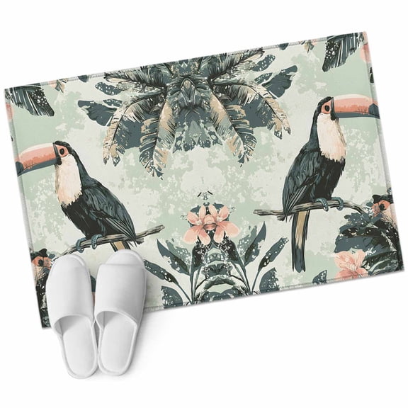 Entryway Rug 2'x3' Tropical Parrot Small Area Rug Non-Slip Front Door Mat Washable Floor Carpet for Indoor Entrance Kitchen Bathroom