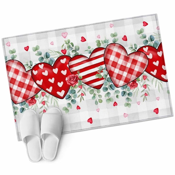 Entryway Rug 2'x3' Valentine's Day Small Area Rug Non-Slip Front Door Mat Washable Floor Carpet for Indoor Entrance Kitchen Bathroom