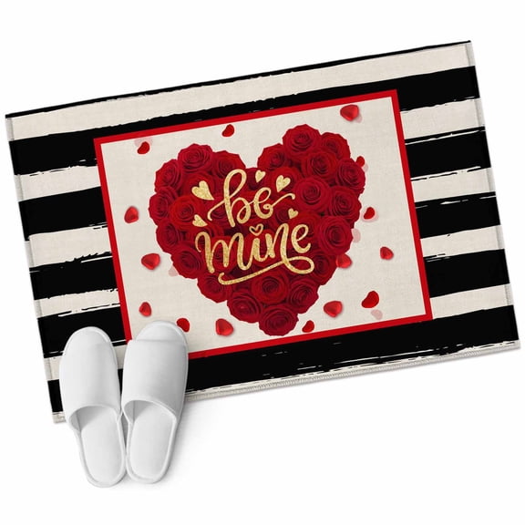 Entryway Rug 2'x3' Valentine's Day Small Area Rug Non-Slip Front Door Mat Washable Floor Carpet for Indoor Entrance Kitchen Bathroom