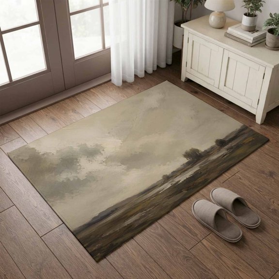 Entryway Rug 2'x3', Vintage Field Small Rug for Kitchen Bathroom Door Mat Indoor Entrance, Grey Sky Trees Country Wetland Marshland Non-Slip Area Rugs Floor Mats Carpet Front Door Rugs