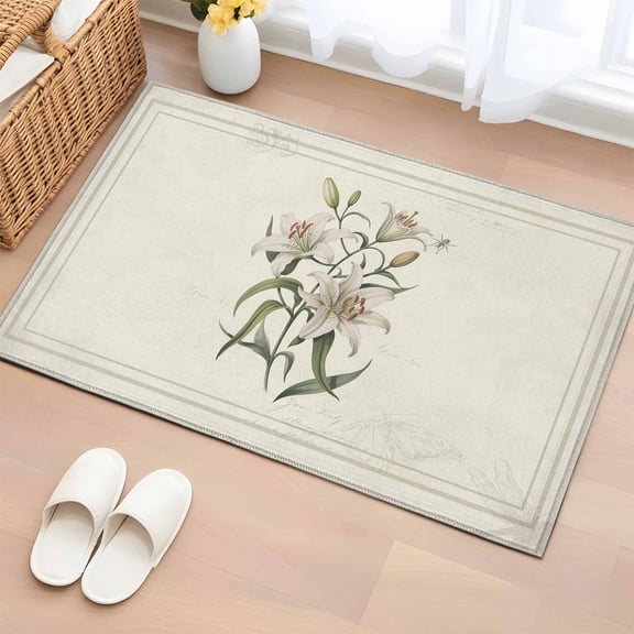 Entryway Rug 2'x3', Vintage Floral Small Rug for Kitchen Bathroom Door Mat Indoor Entrance, Farmhouse Country Retro Flower Artwork Non-Slip Area Rugs Floor Mats Carpet Front Door Rugs