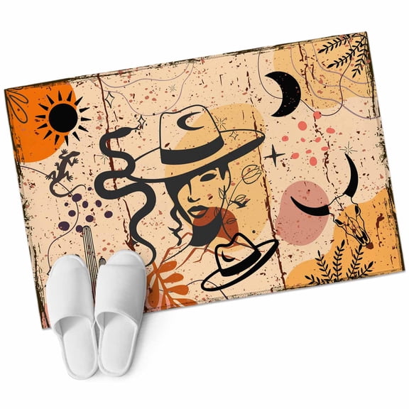 Entryway Rug 2'x3' Western Boho Small Area Rug Non-Slip Front Door Mat Washable Floor Carpet for Indoor Entrance Kitchen Bathroom