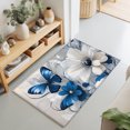 thumbnail image 1 of Entryway Rug 2'x3', White Blue Flowers Kitchen Runner Rugs Non-Slip Carpet Mats, Modern Elegance Butterfly Floral Bedside Rugs Runners Washable Floor Carpet for Bathroom Laundry Room, 1 of 8