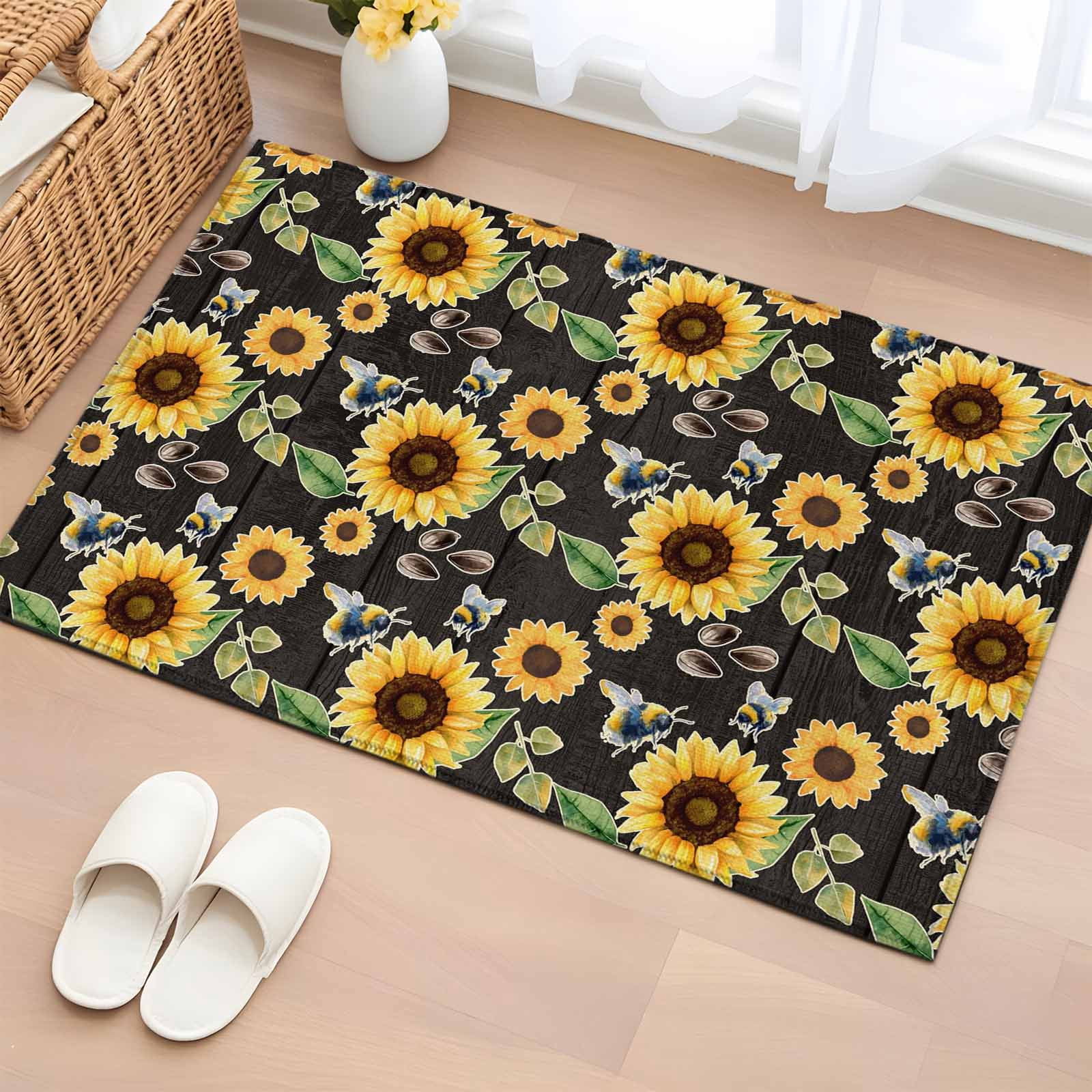 Entryway Rug 2'x3', Yellow Sunflowers Small Rug for Kitchen Bathroom ...