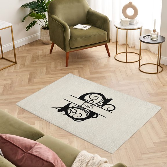 Entryway Rug 2x3ft, Letter S Non Slip Small Area Rugs for Entrance, Monogram Words Washable Low Pile Indoor Door Mat for Bathroom Kitchen Bedroom Front Door