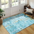 thumbnail image 1 of Entryway Rug 3x5 Teal Blue Bedroom Area Rug Washable Non Slip Abstract Boho Rugs for Indoor Entry, Kitchen, Classroom, Bathroom, Kids Girls Room, Office, College Dorm Small Carpet, 1 of 9