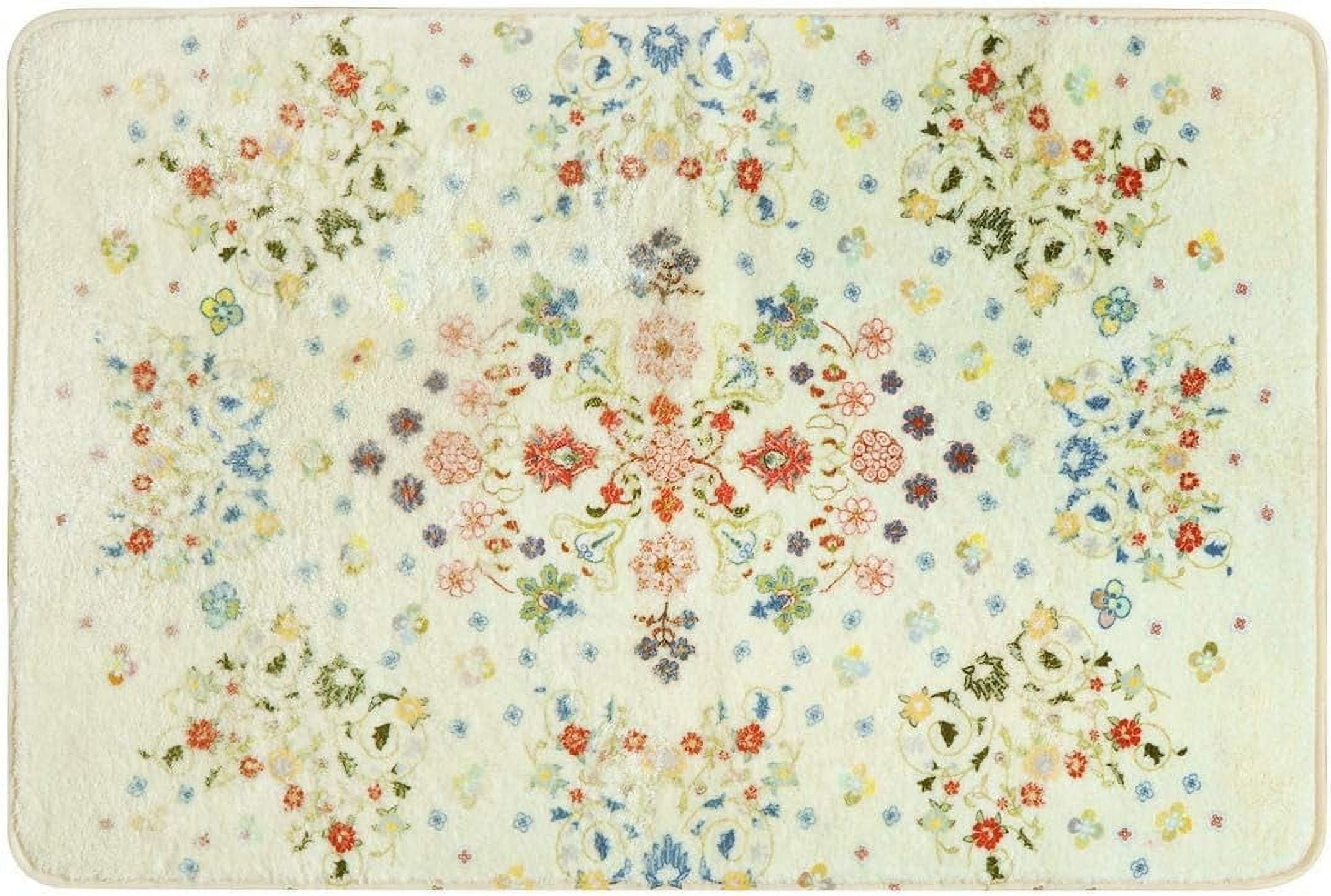 Entryway Rug Indoor NonSlip,Floral Faux Wool Accent Throw Rugs