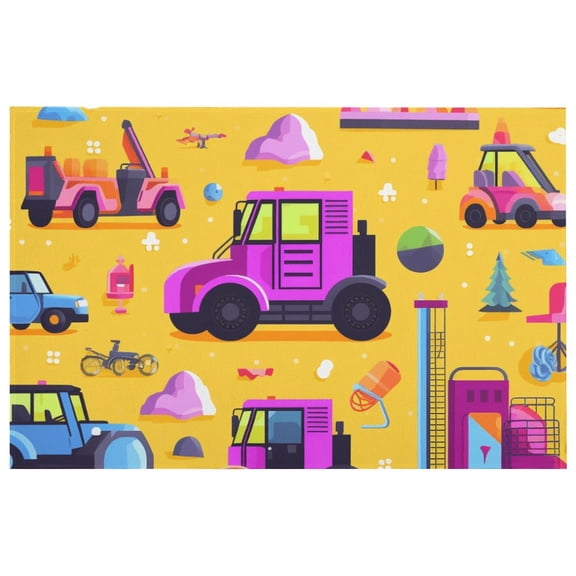 Entryway Rug Rugs Soft Small Indoor Door Mat Rug Excavator Fire Truck Racing Vintage Non Slip Foldable Carpet for Entrance Living Room Bedroom