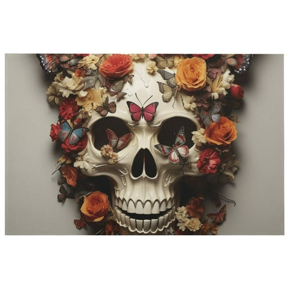 Entryway Rug Rugs Soft Small Indoor Door Mat Rug Gothic Skull Lover Vintage Non Slip Foldable Carpet for Entrance Living Room Bedroom