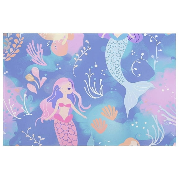 Entryway Rug Rugs Soft Small Indoor Door Mat Rug Ocean Cute Mermaid Vintage Non Slip Foldable Carpet for Entrance Living Room Bedroom