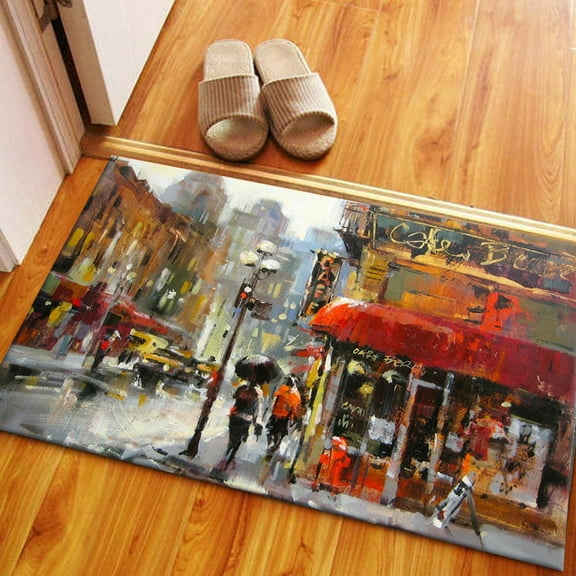 Entryway Rug, Street Landscape Painting Rugs, Bathroom Rug, Office Rug, Landscape Rug, View Rug, City View Rug, Corridor Rugs, Printed Rug, 1.7'x2.3' - 50x70 cm