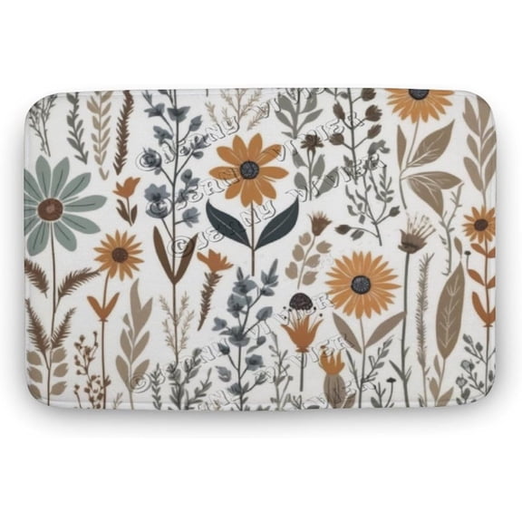 Entryway Rugs Indoor Non-Slip Washable Kitchen Rug Small Area Rug for Bedroom Lightweight Soft Throw Bathroom Mat, Rustic Wildflower Prints Bath Rugs for Bathroom 15.7x23.6