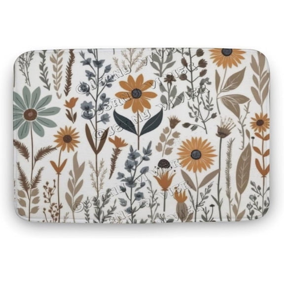 Entryway Rugs Indoor Non-Slip Washable Kitchen Rug Small Area Rug for Bedroom Lightweight Soft Throw Bathroom Mat, Rustic Wildflower Prints Bath Rugs for Bathroom 15.7x23.6
