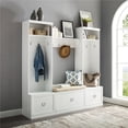 thumbnail image 1 of Entryway Set, White - Bench, Shelf & 2 Hall Trees - 4 Piece, 1 of 1