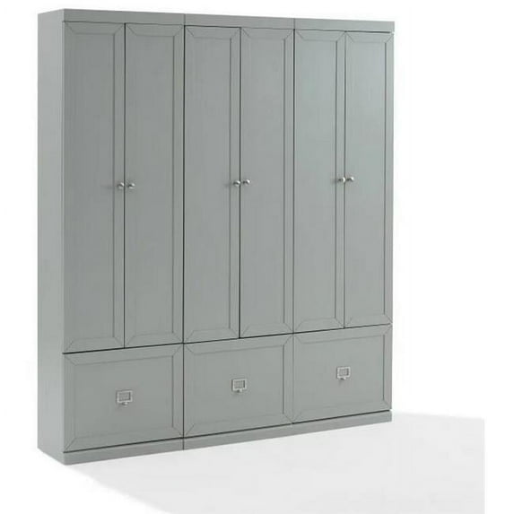 Entryway Set with 3 Pantry Closets, Gray - 3 Piece