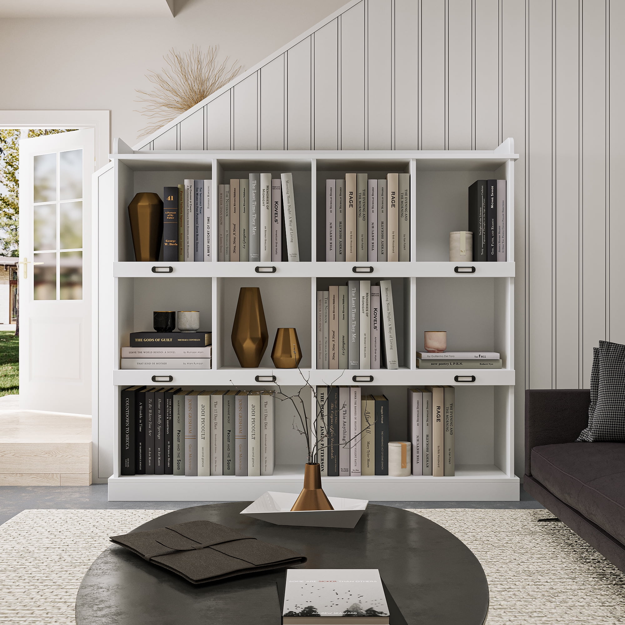 Entryway Shoe Cabinet with Doors & Adjustable Shelves, Shoe Storage Organizer, White