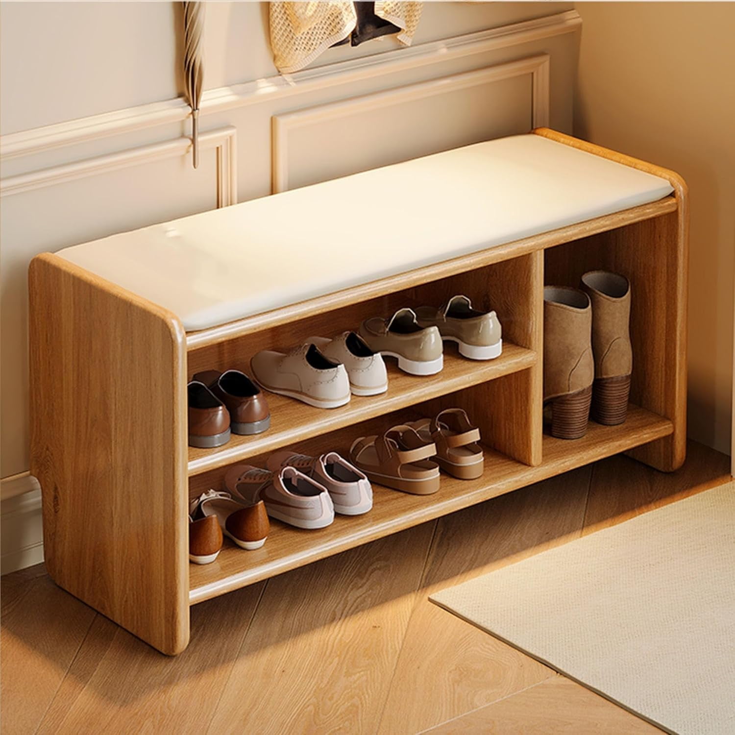Entryway Shoe Rack Storage Shoe Organizer Ottoman with Storage for ...