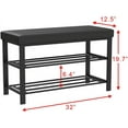 thumbnail image 1 of Entryway Shoe Rack with Cushioned Seat, 2 Shelves Storage Bench w/Faux Leather Top, Black, 1 of 6